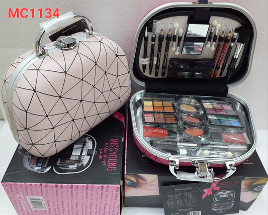 Luxe Geometric Pattern Travel Makeup Case Set - MC1134 Pink